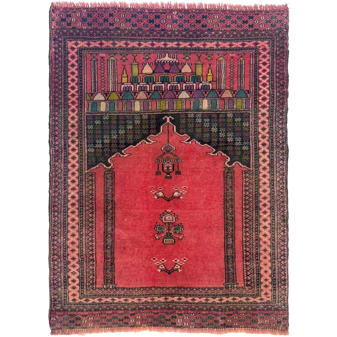 Muslin Rug 3x4 Ft Afghan Prayer Rug, Islamic Prayer Mat, Hand Knotted Rug, Wool ...