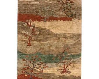 7x10 ft Tree of Life Rug Hand-Knotted Wool & Cotton Oriental Carpet,Multi-Color Large Living Room Rug, Rectangle Area Rug , 6'6x9'10
