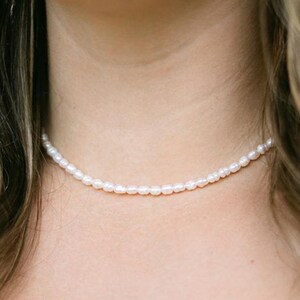 Freshwater Pearl Chain Necklace, Gold Filled Beaded Pearl Necklace, Coastal Jewelry, Elegant Layered Pearl Choker, Gift for Her