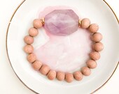 Diffuser Bracelet - Hexagon Amethyst Gemstone, Rosewood