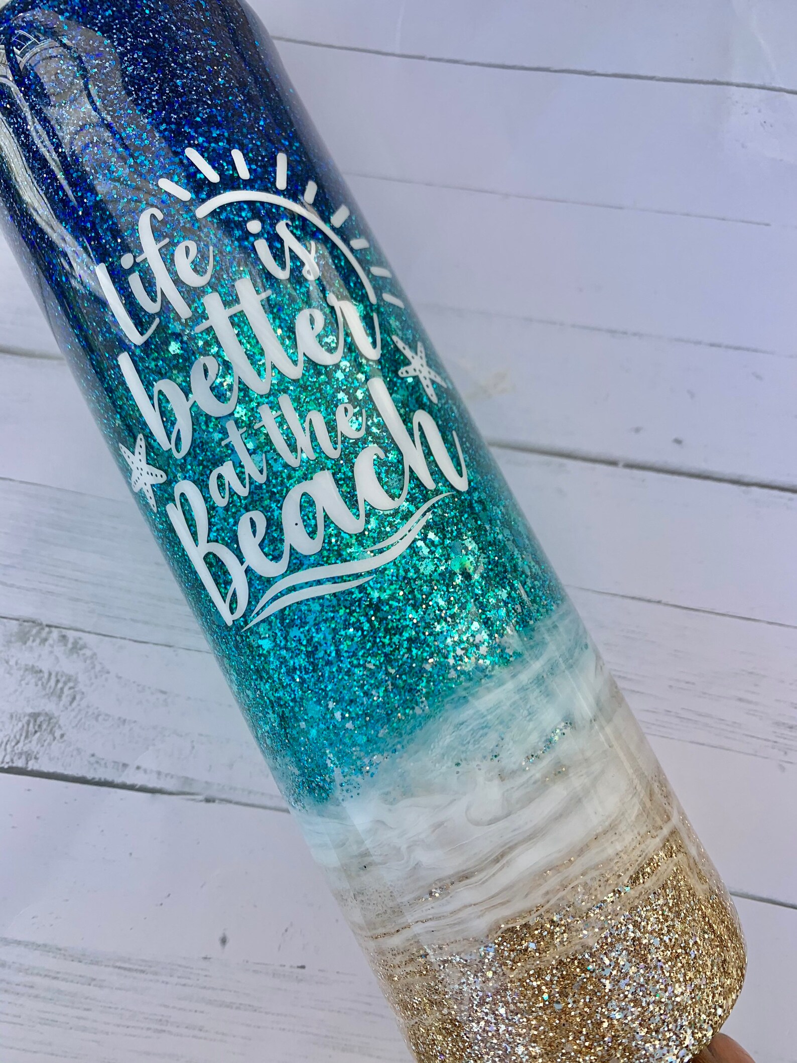 Beach Glitter Tumbler 20 oz Tumbler Beach Theme Gift for Etsy
