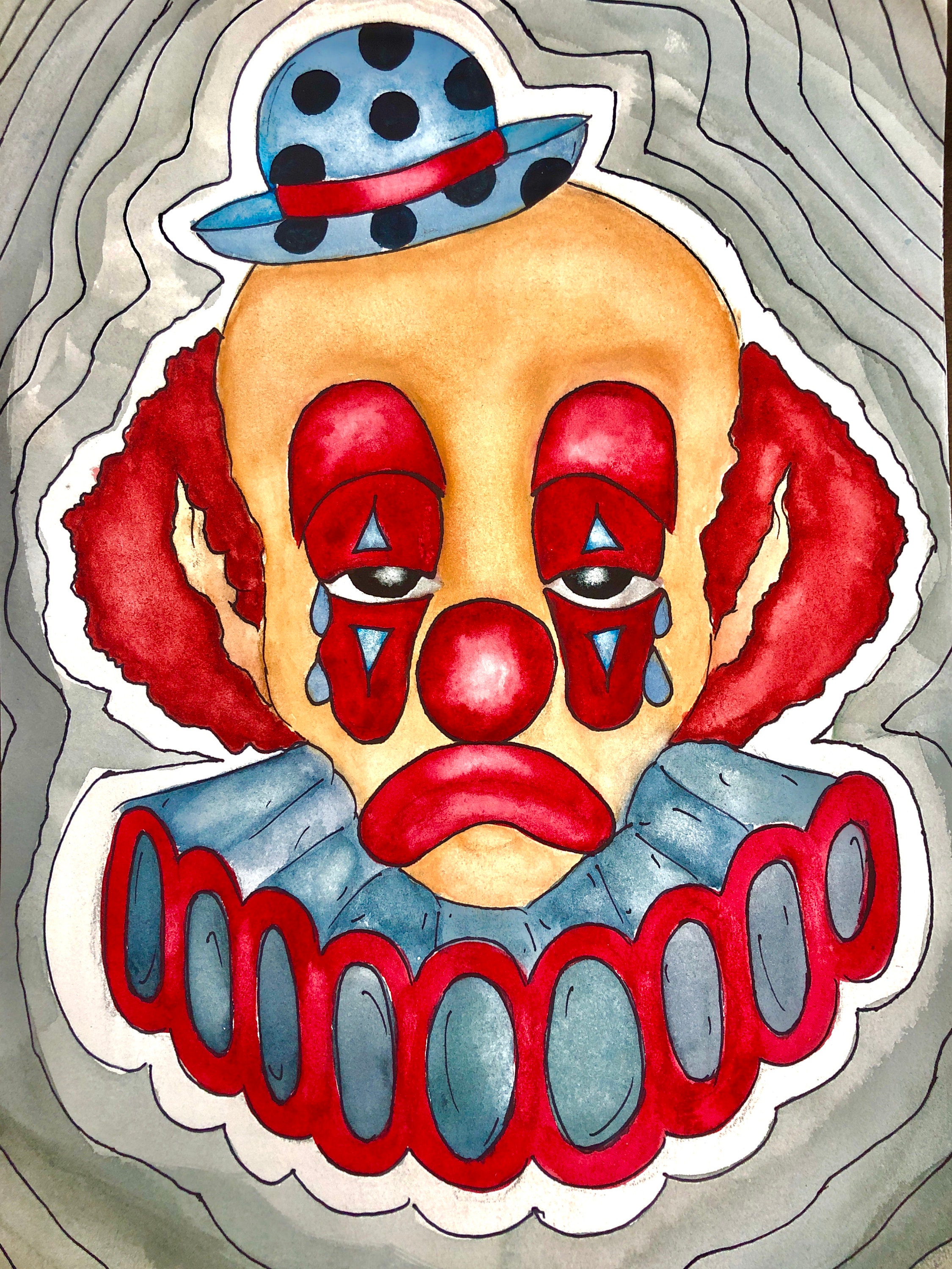 sad clown drawing