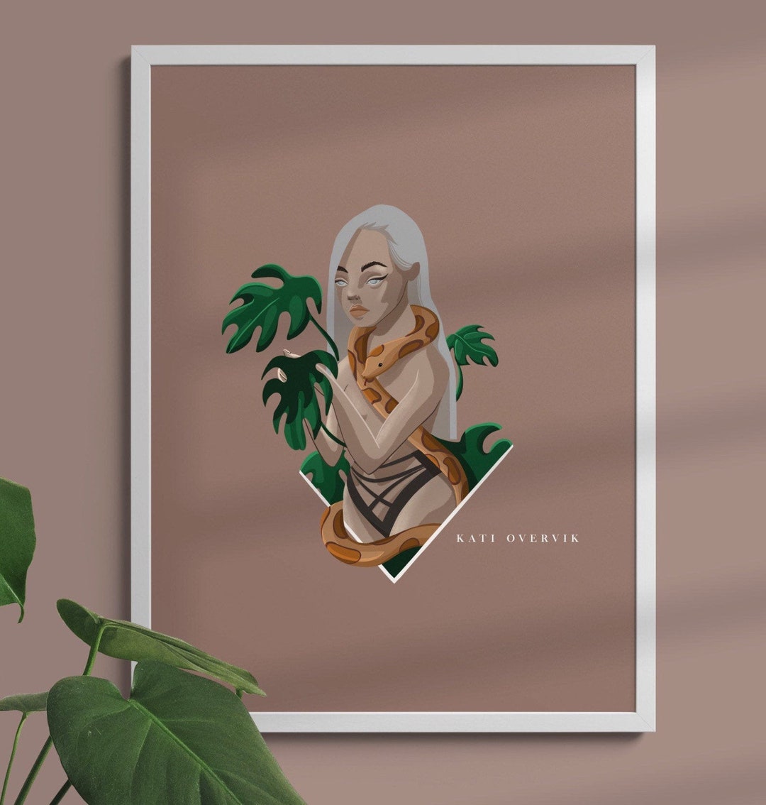 Art Print Snake Girl Art Poster Portrait Art Painting - Etsy