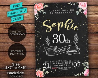 Floral Birthday Invitation