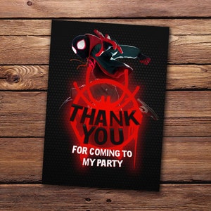 Spiderman in to the Spiderverse Birthday Invitation Miles Morales Birthday Invitation free Thank you Card image 5