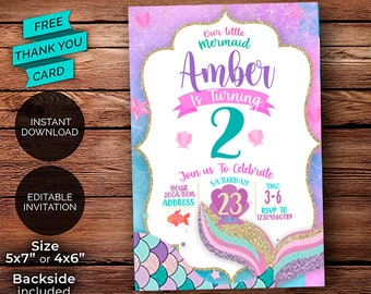 Mermaid Birthday Invitation