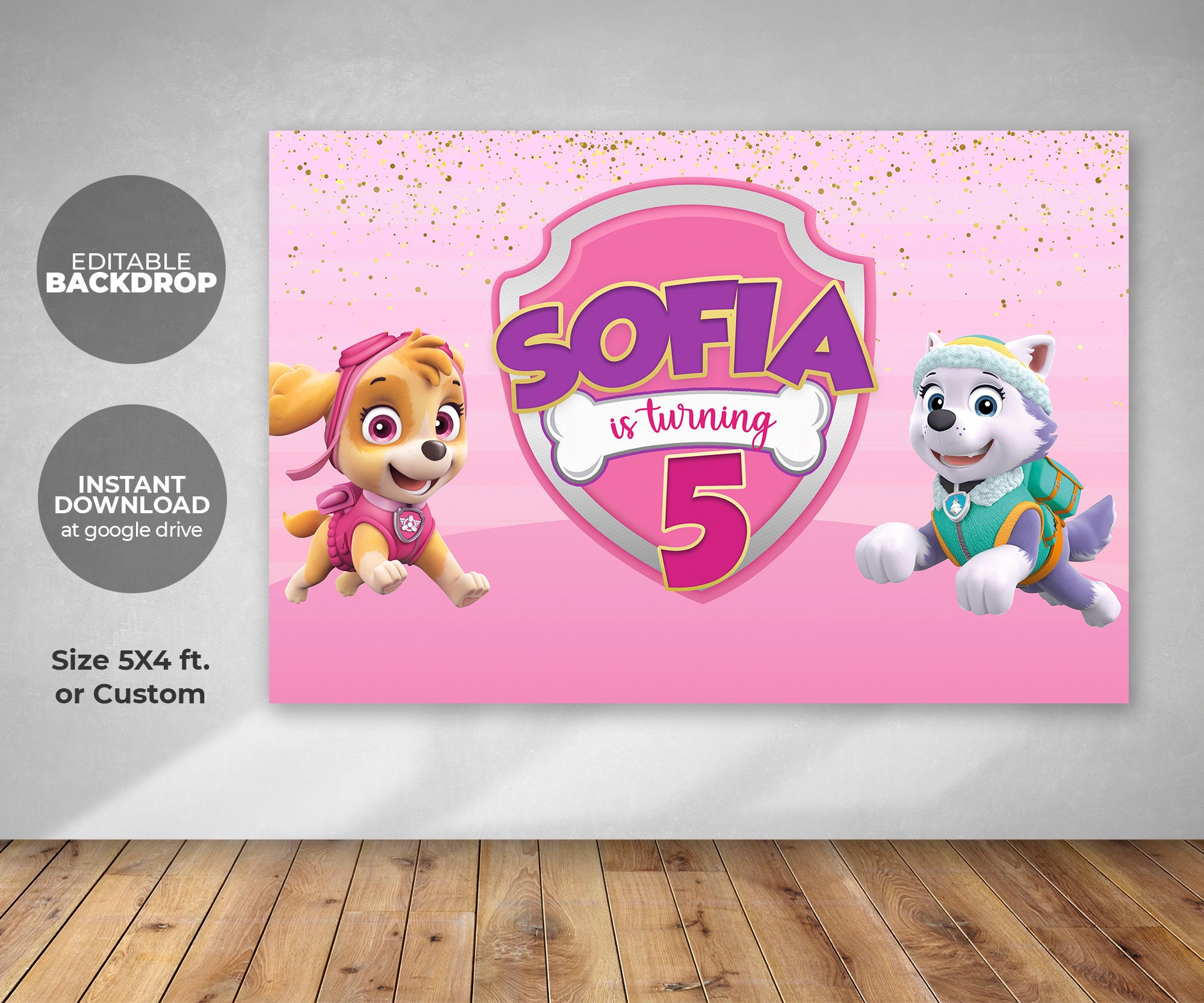 Skye Paw Patrol Birthday Backdrop | Etsy