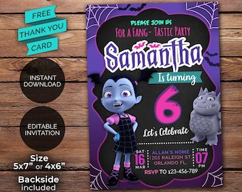 Rock Vampirina Birthday Invitation Nigth Party