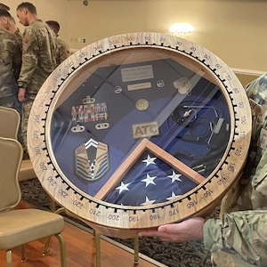 Handmade Wooden Shadow Box: Military Retirement Gift