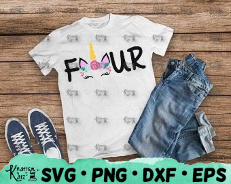 Download Four Unicorn SVG Birthday SVG Unicorn SVG 4th birthday | Etsy