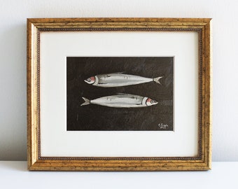 Sardines Oil Painting: French Country Kitchen Still Life Art