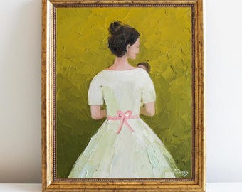 Mother and Baby Original Painting Woman Portrait Art Motherhood Painting Art Original Oil Painting by Eugenia Ciotola