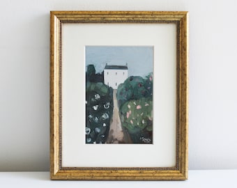 French Country Art House Portrait Painting Countryside Painting Provence Painting French Farmhouse Art by Eugenia Ciotola