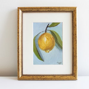 Lemon Art Small Oil Painting Fruit Painting Miniature Painting Still Life Painting With Lemons Lemon Decor Food Art Lemon Wall Art