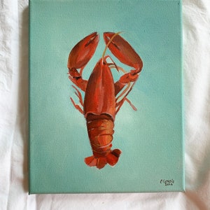 Lobster Painting Unframed Lobster Beach House Coastal Art Nautical Original Art by Eugenia Ciotola