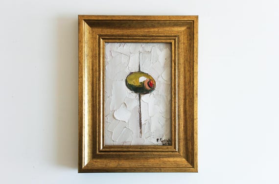 Olive Oil Painting: Impasto Kitchen Still Life, French Country Art (6x4)