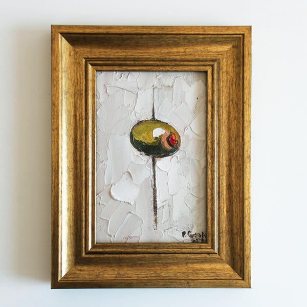 Pintura al óleo de oliva: Bodegón de cocina con técnica de empaste, arte campestre francés (6x4)