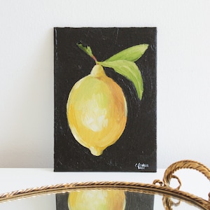 Lemon Original Oil Painting Farmhouse Wall Art Cottage Art Still Life Artwork French County House Decor by Eugenia Ciotola