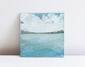 Abstract Seascape Original Oil Painting Small Abstract Art Modern Oil Painting Ocean Art by Eugenia Ciotola