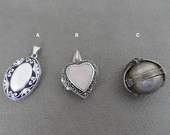 Your Choice Lockets Sterling Silver,Sterling Locket Pendants, Vintage Lockets, Heart Locket, Sterling Pendant
