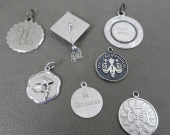 Your Choice Graduation Charms, Girl Scouts, Confirmation Charm, Vintage Charms, Sterling Silver Charms
