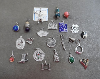 Your Choice Vintage Sterling Charms, Portland Rose, Cowboy Boot, Coyote, Utah, Cheerleader,Czech Republic, Christmas, Baseball Mitt