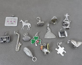 Choice Vintage Charms,Sterling Silver Charm,General Motors, Paid Stamp, Lane Mower, Adirondack Chair, Southern Belle, Clover, Plymouth Rock,