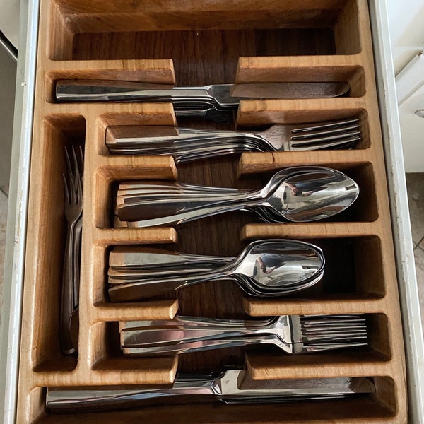 Custom Silverware Drawer and Organizer:  Maple and Walnut Custom Silverware Drawer