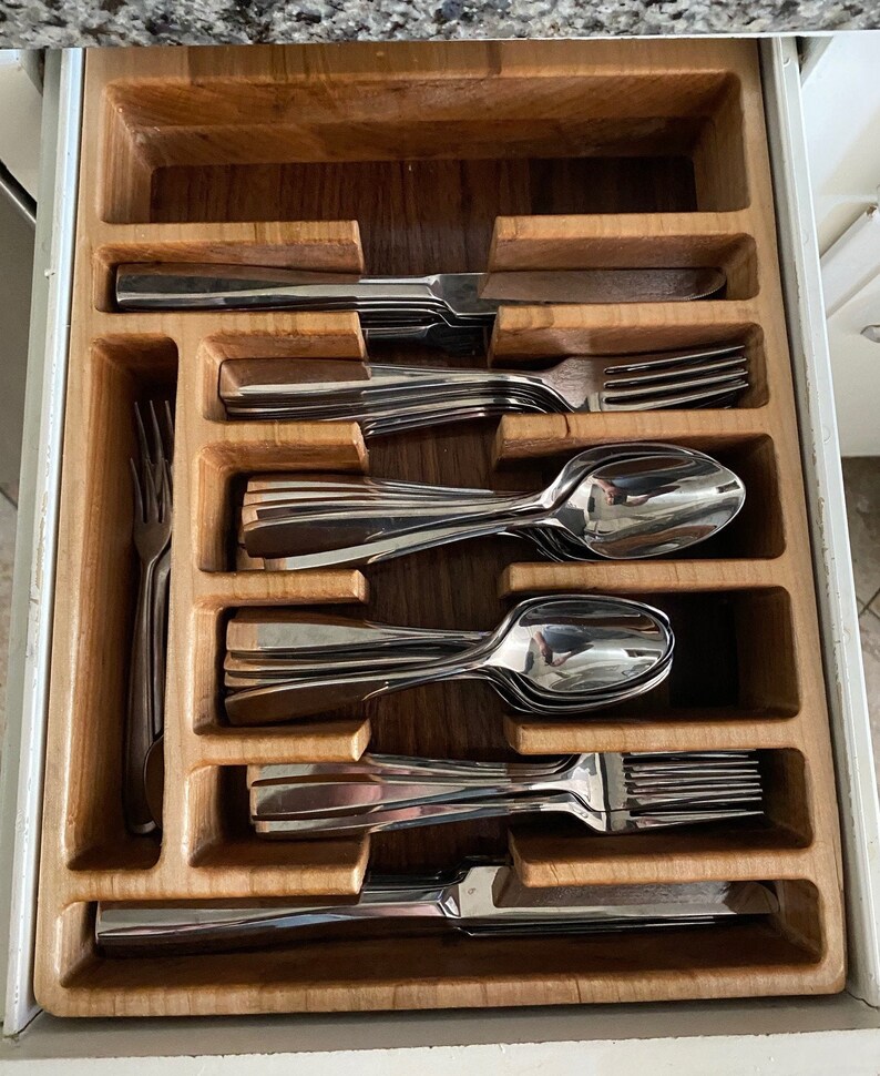 Custom Silverware Drawer and Organizer Maple and Walnut Etsy