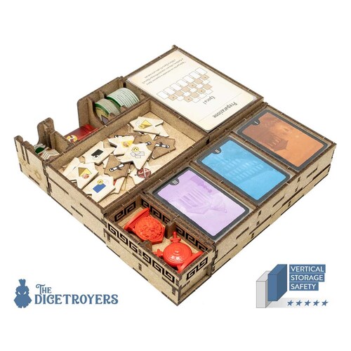 The Broken Token Dueling Gods Organizer For 7 Wonders Duel & Pantheon - Wooden Box Organizer With Trays