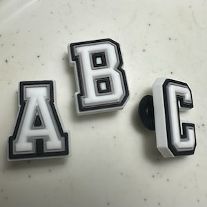 Letter or Number Jibbitz Croc Charms, Varsity Block Alphabet Shoe Charms,  Initial Charms for Crocs, A, B ,c , D 