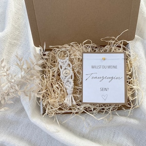 Geschenkbox Trauzeugin fragen | Geschenk Trauzeugin | Karte | Armband | Makramee Schlüsselanhänger