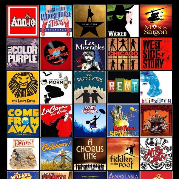 Custom Musical Theater Fan Blanket- customize with all your favorite Broadway musicals or Broadway plays- Broadway Theatre blanket- Playbill