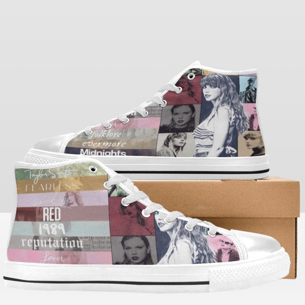 Womens' Taylor Swift Converse style Hi-Tops- perfect shoes for Eras Tour-Taylor Swift Concert-Eras Outfit Shoes-Taylor Swift Eras Tour Shoes