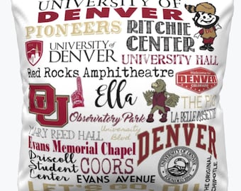 University of Denver College Pillow- Graduation Gift College Pillow- Perfect Grad Gift for GRADUATE- Custom Graduation Gift- Dorm Decor