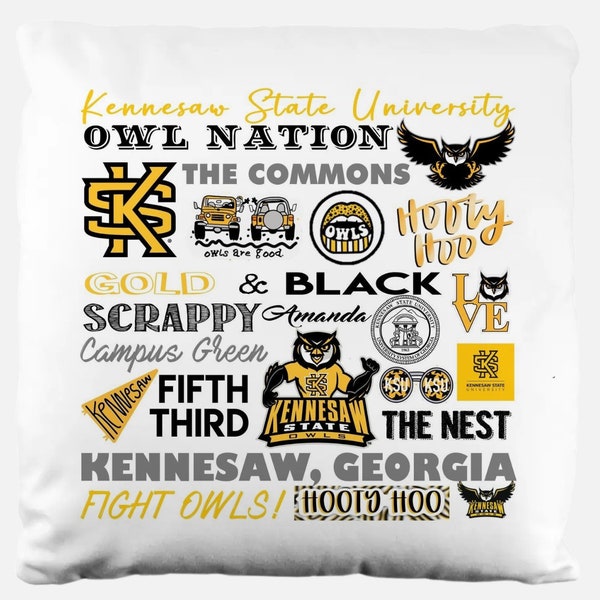 KSU Graduation Gift College Pillow- Perfect Grad Gift for GRADUATE- Kennesaw State University Subway Art- custom graduation gift- dorm decor