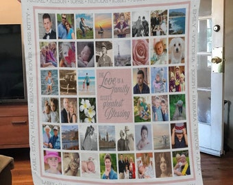 Personalized Family Photo Blanket- Custom Blanket - Photo Collage Blanket- Gift from Family- for Grandmother- for Grandfather- for Parents