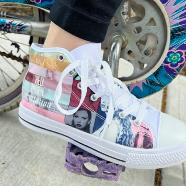 Custom Taylor Swift Converse inspired Hi-Tops-kids shoes for Eras Tour- Taylor Swift Concert- Taylor Swift Eras Tour Shoes