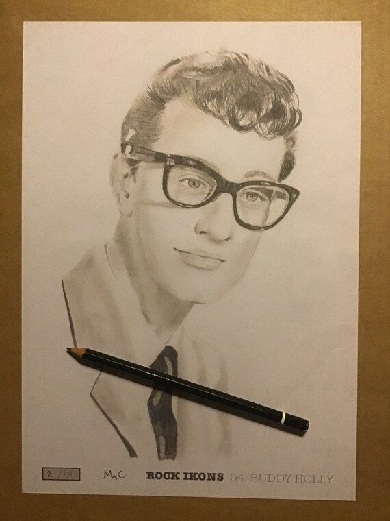 wallpapers Buddy Holly Drawing etsy