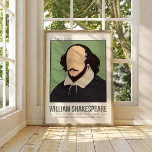 William Shakespeare Poster | Author Quote Wall Art | Retro Literary Poster | Book Lover Literature Art | Bookish Gift | Portrait Art Print