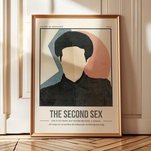 The Second Sex Print | Simone de Beauvoir Book Cover Art | Retro Quote Poster | Book Lover Literary Gift | Bookish Decor  | Christmas Gift