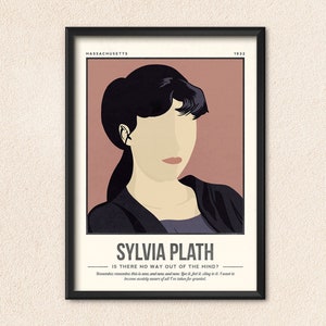 Sylvia Plath Poster | Author Quote Wall Art | Retro Literary Poster | Book Lover Literature Art | Bookish Gift | Illustration Art Print