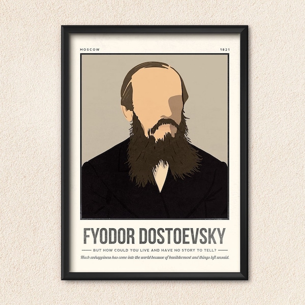 Fyodor Dostoevsky Poster | Author Quote Wall Art | Retro Literary Poster | Book Lover Literature Art | Bookish Gift | Portrait Art Print