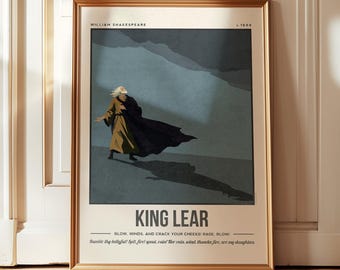 King Lear Print | William Shakespeare Wall Art | Book Lover Gift | Literary Collection