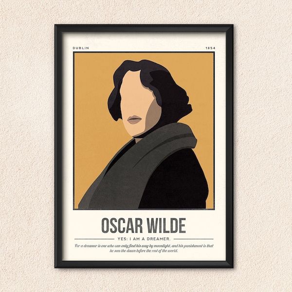 Oscar Wilde Poster | Autor Zitat Wandkunst | Retro literarisches Poster | Buchliebhaber Literatur Kunst | Bücherwurm Geschenk | Illustration Kunstdruck