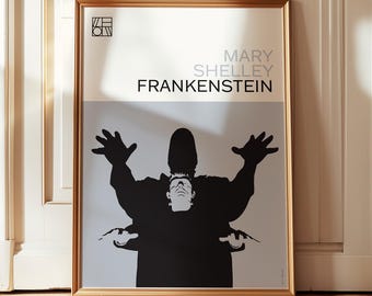Frankenstein Print | Mary Shelley Wall Art | Modern Gothic Book Cover