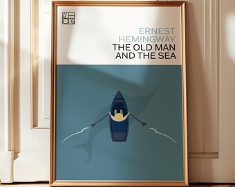 The Old Man and the Sea Print | Hemingway Wall Art | Modern Book Cover Poster