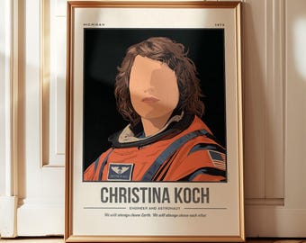Christina Koch Print | Women Scientist Wall Art | Artemis II Moon Art | University College Decor