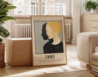 Quadro com citação de Emma | Arte de parede com citação de Jane Austen | Presente para amantes de livros | Cantinho de leitura