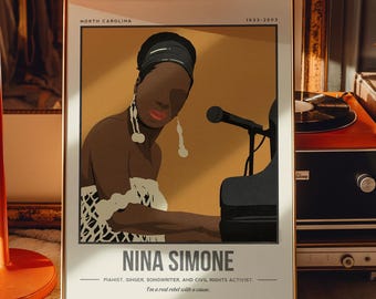Nina Simone Print | Iconic Woman Wall Art | Inspirational Music Legend Quote Poster | Gift for Music Lovers